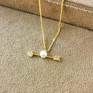 Kate Spade Love Game Arrow Necklace, Gold Pearl